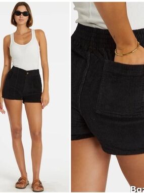 Hammies Retro BLACK Corduroy High Waisted Shorts
